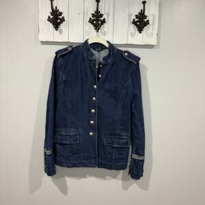 Lauren Ralph Lauren Bluestar Military Denim Jacket Women Size 4